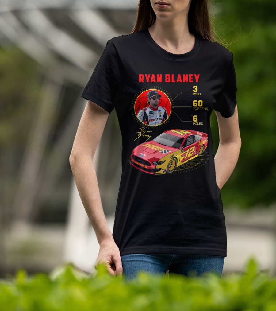 Ryan Blaney 3 Wins 60 Top Tens 6 Poles Mustang T-Shirt