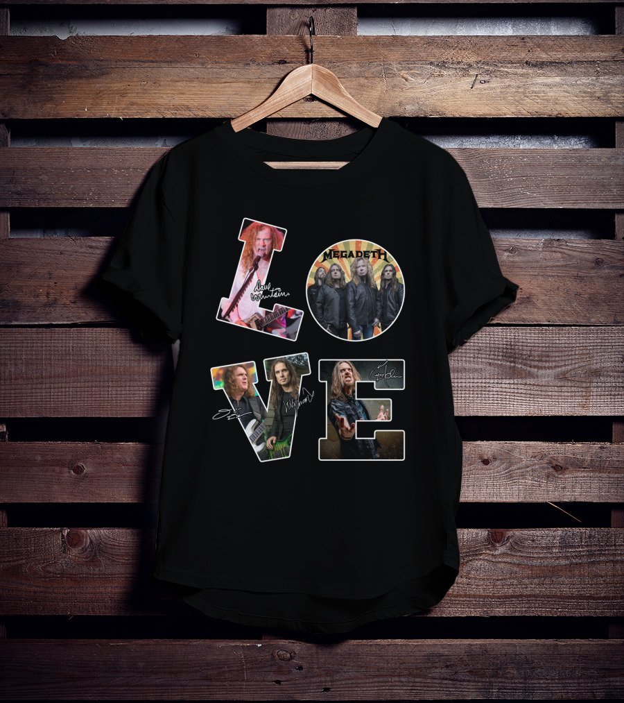 Love Megadeth Band Members Signatures T-Shirt