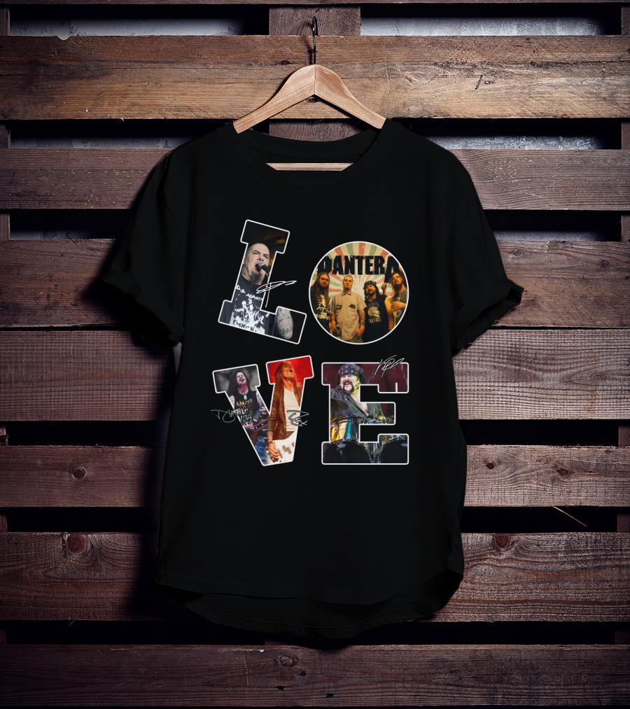 Pantera Love Band Members Autographed Photo Collage T-Shirt