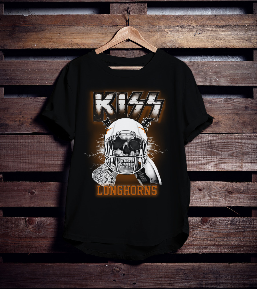 Kiss Longhorns Skull Helmet Ncaa Football T-Shirt