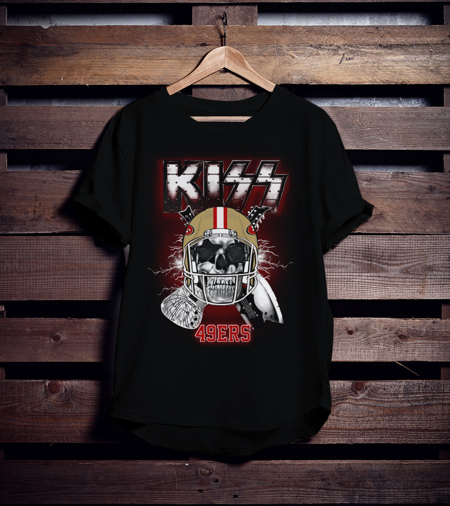 Kiss Sf 49ers Skull Helmet Electric T-Shirt