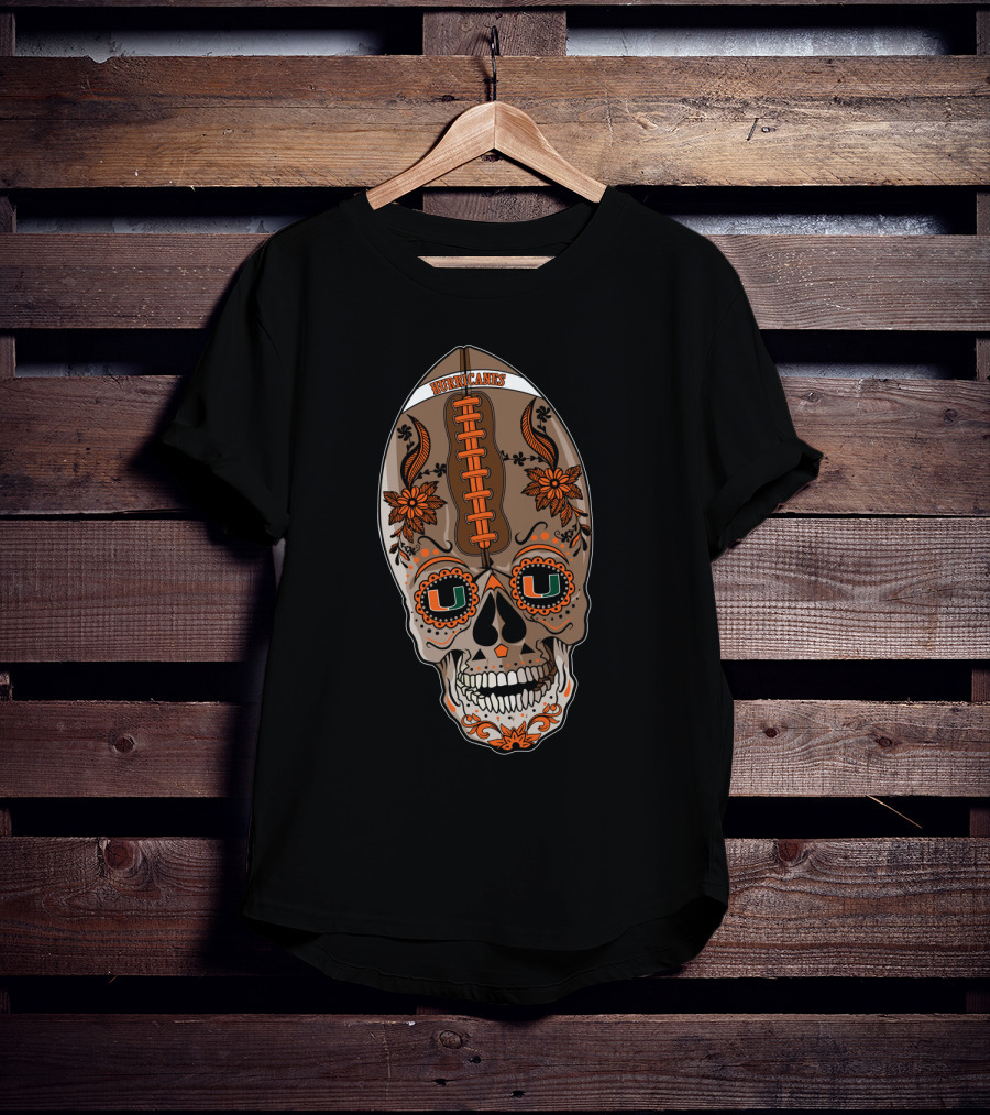 Hurricanes U Sugar Skull Football T-Shirt