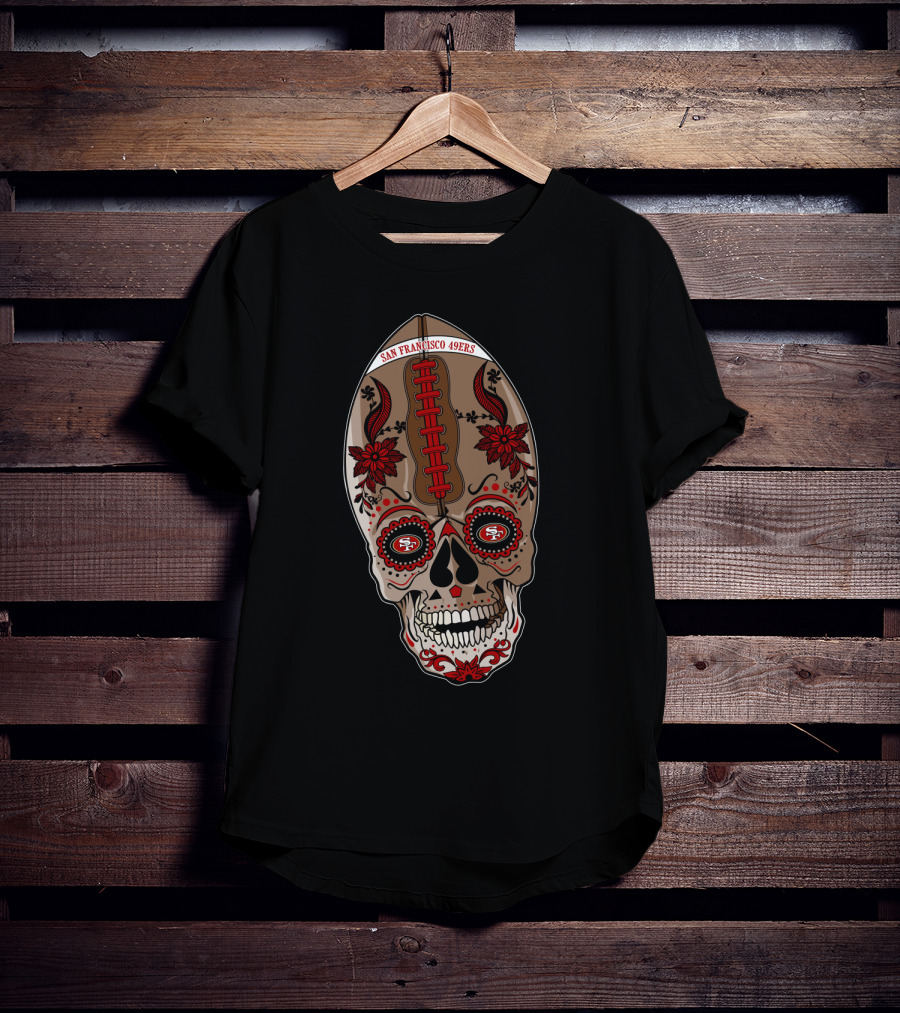 San Francisco 49ers Sugar Skull Football T-Shirt