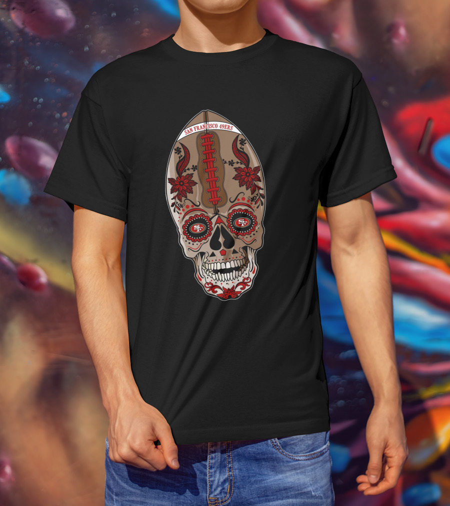 San Francisco 49ers Sugar Skull Football T-Shirt