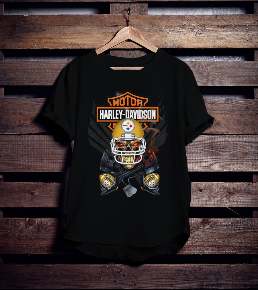 Harley Davidson Steelers Skull Helmet Nfl T-Shirt