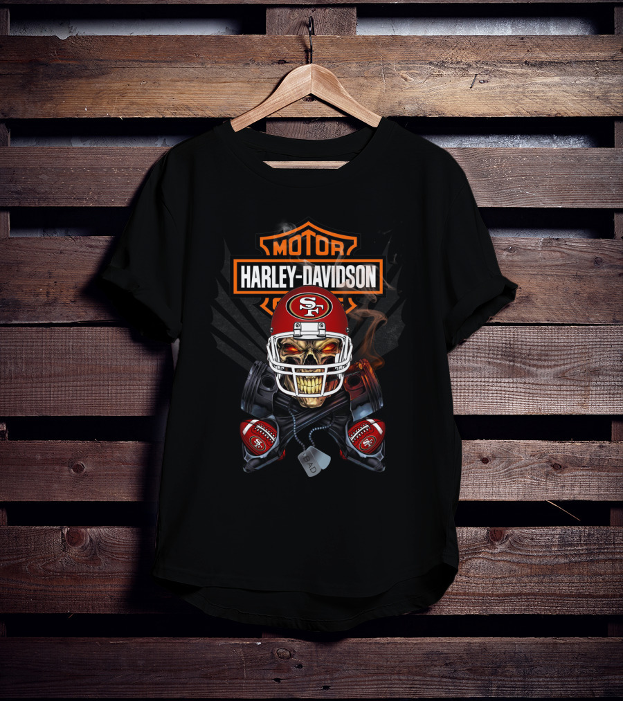 Harley Davidson Sf49 Football Skull Nfl Motor Art T-Shirt