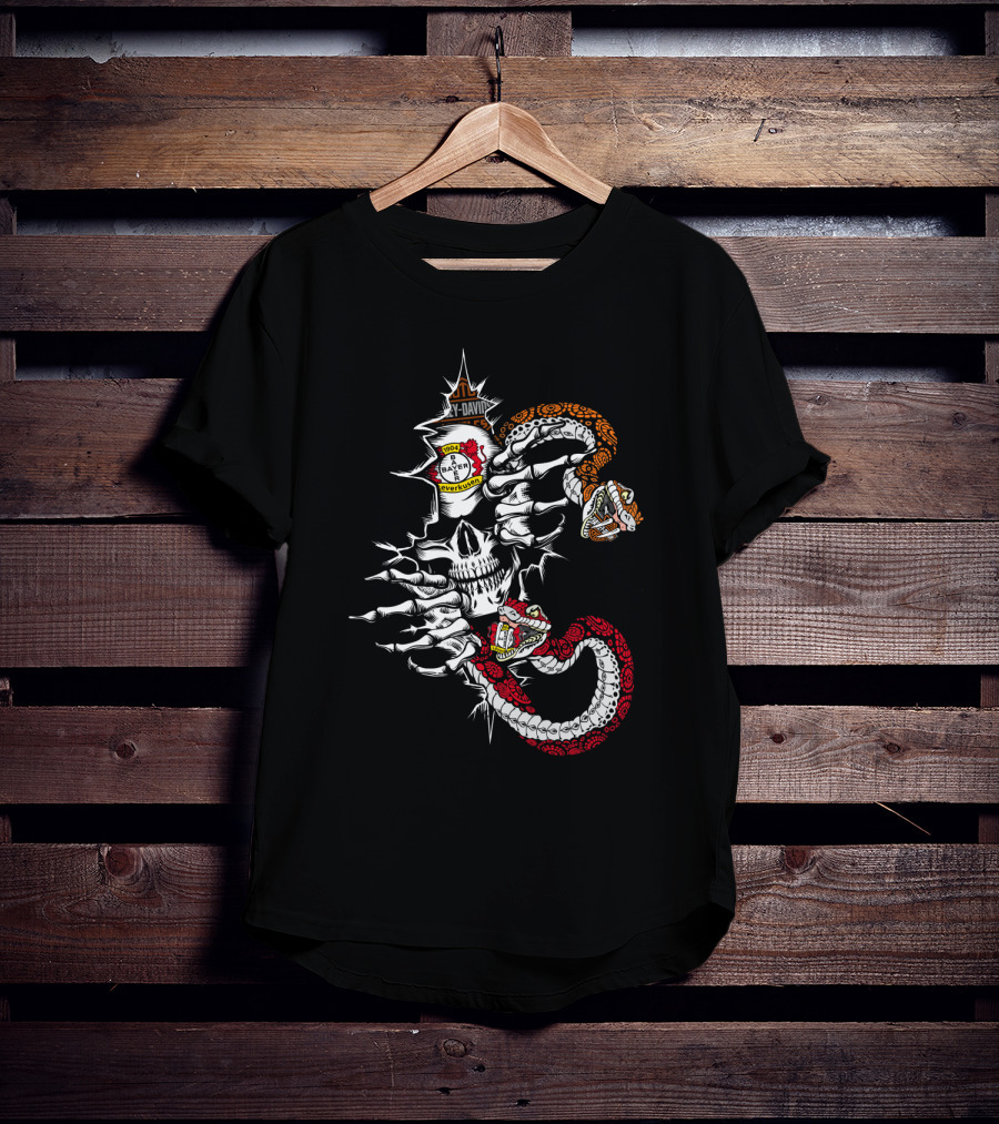 Harley Davidson Skull Steelers Bayern Rotkappen Vipers T-Shirt