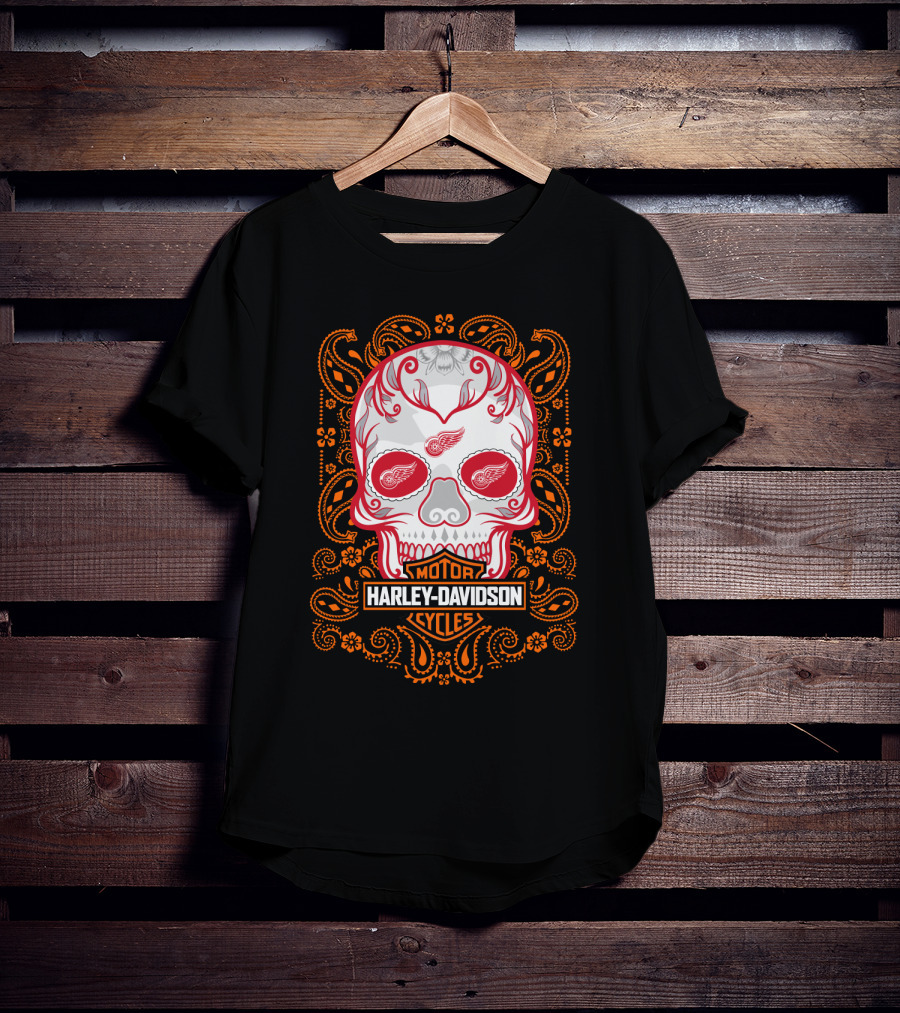 Harley Davidson Motor Cycles Skull Art 102 Nhl Drw T-Shirt