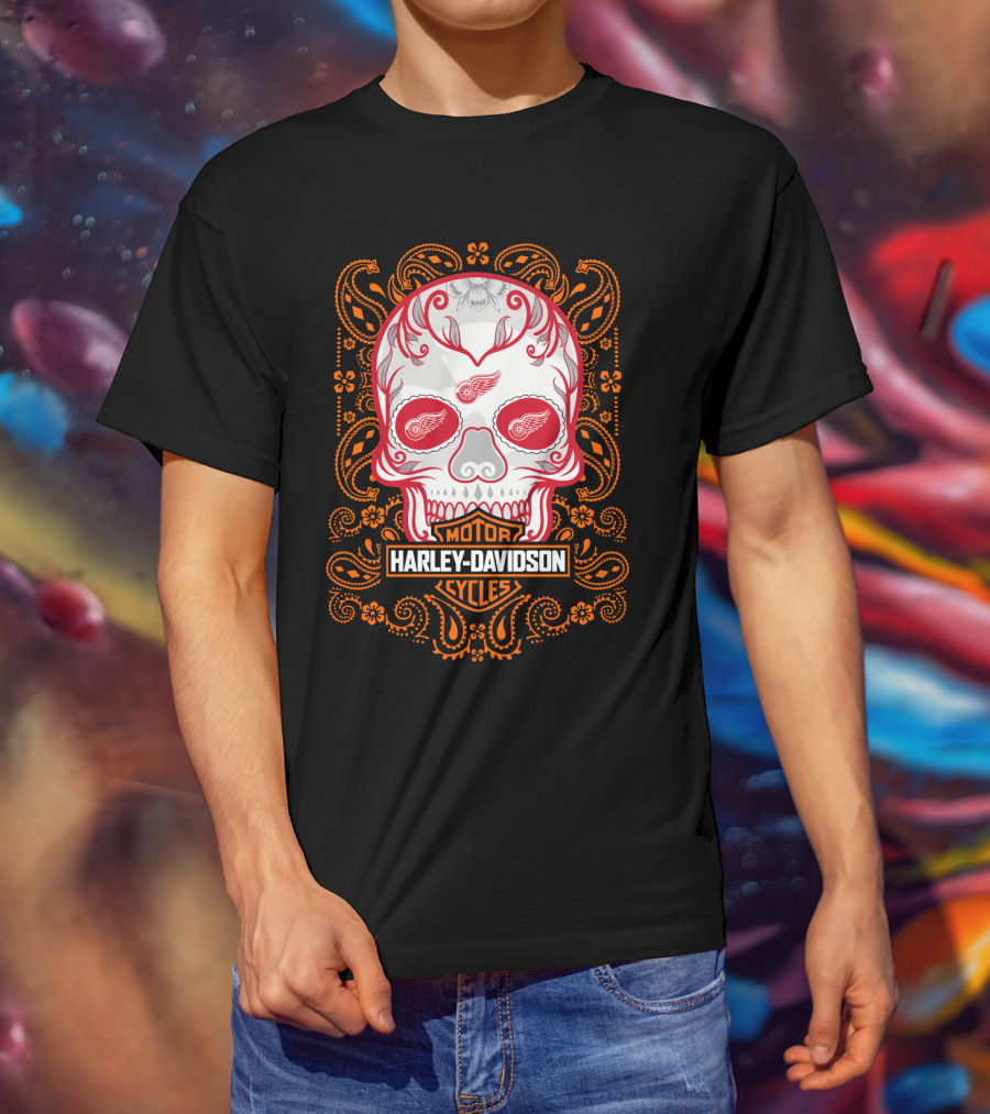 Harley Davidson Motor Cycles Skull Art 102 Nhl Drw T-Shirt
