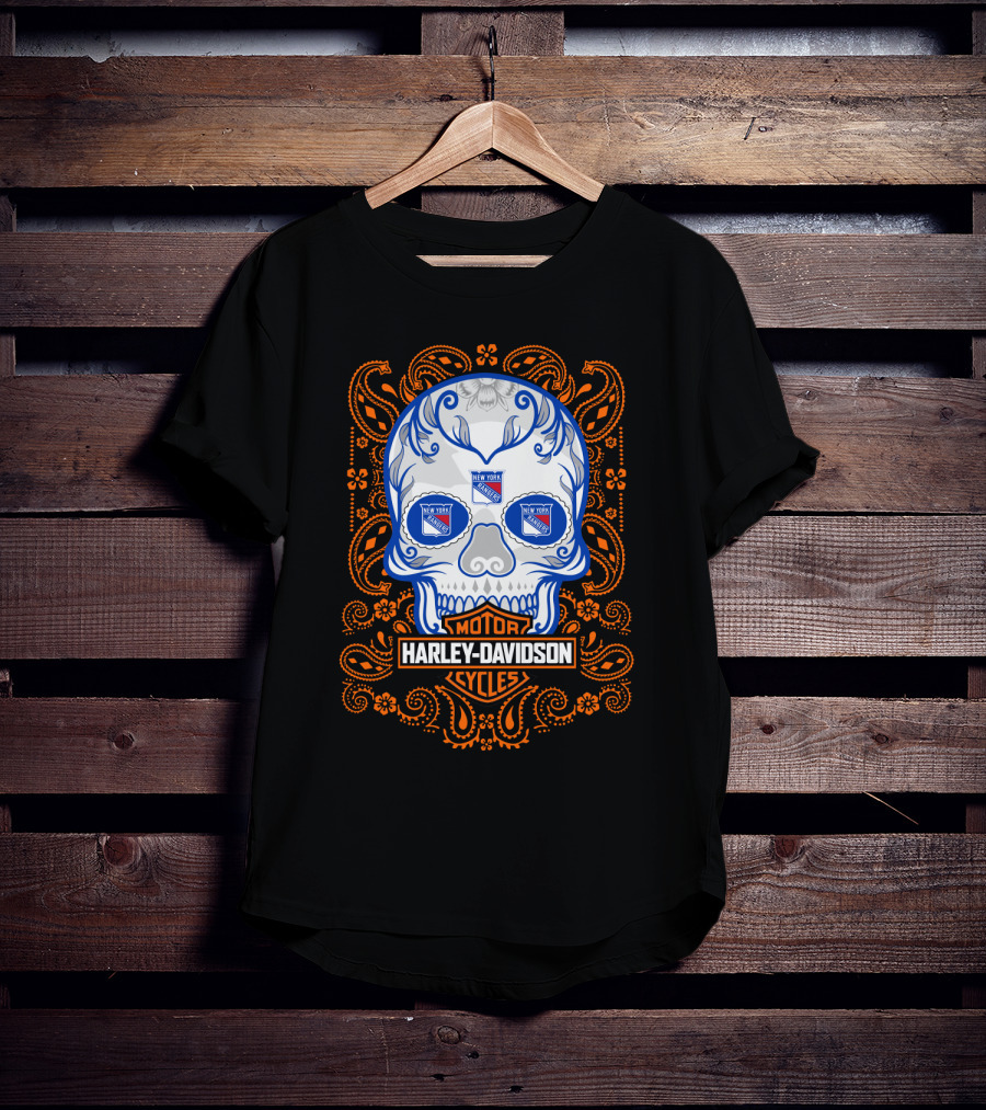 Harley Davidson Cycles Skull New York Rangers Nhl 102 Tvl T-Shirt