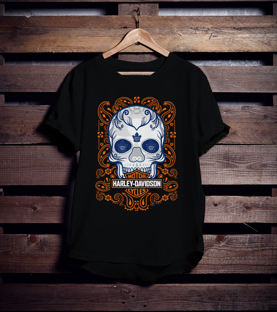 Harley Davidson Cycles Toronto Maple Leafs Nhl Skull T-Shirt