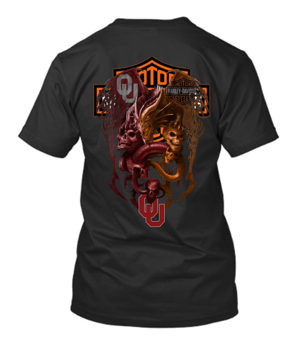 Ou Harley Davidson Dragon Skull Ncaa T-Shirt