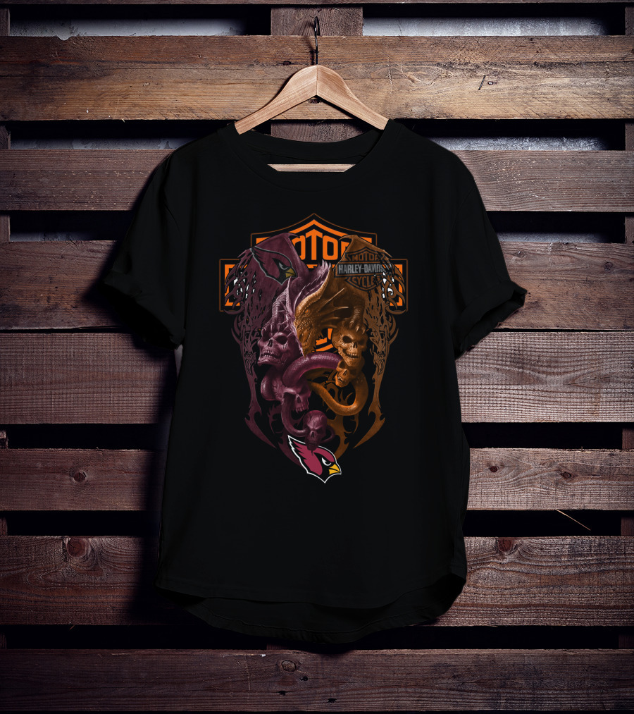 Cardinals Harley Davidson Nfl Ac Skulls And Serpents T-Shirt
