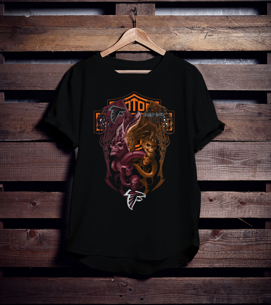 Nfl Af Harley Davidson Atlanta Falcons Skulls And Serpents T-Shirt