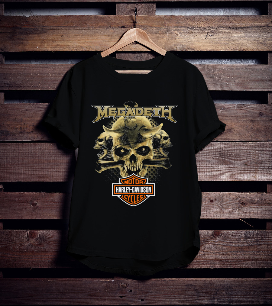 Megadeth Harley Davidson Motor Cycles Skull Art T-Shirt