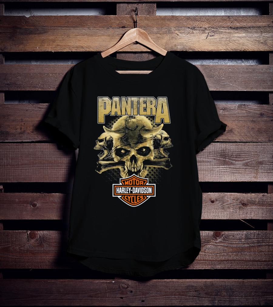 Pantera Harley Davidson Motorcycles Skull T-Shirt