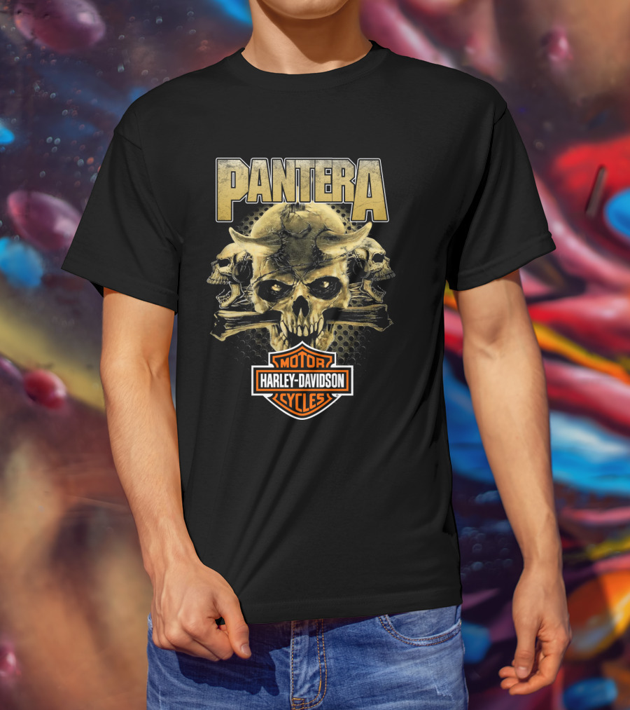 Pantera Harley Davidson Motorcycles Skull T-Shirt