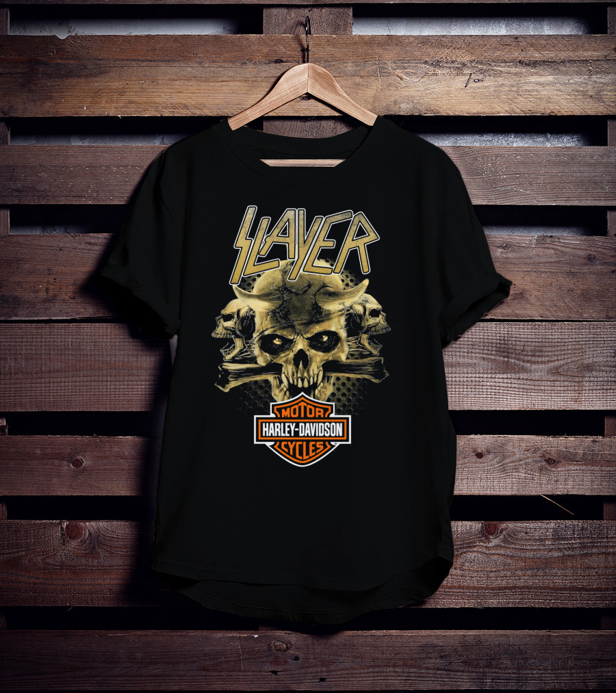 Slayer Harley Davidson Motor Cycles Skull T-Shirt