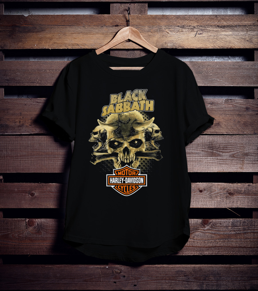 Black Sabbath Harley Davidson Motor Cycles Skull T-Shirt