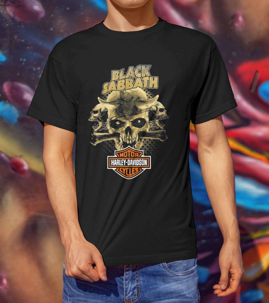 Black Sabbath Harley Davidson Motor Cycles Skull T-Shirt