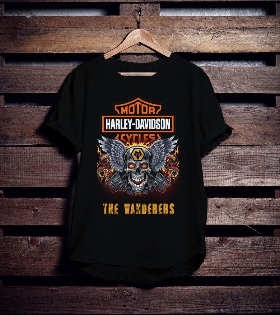 Harley Davidson Motor Cycles The Wanderers Winged Skull Snakes T-Shirt