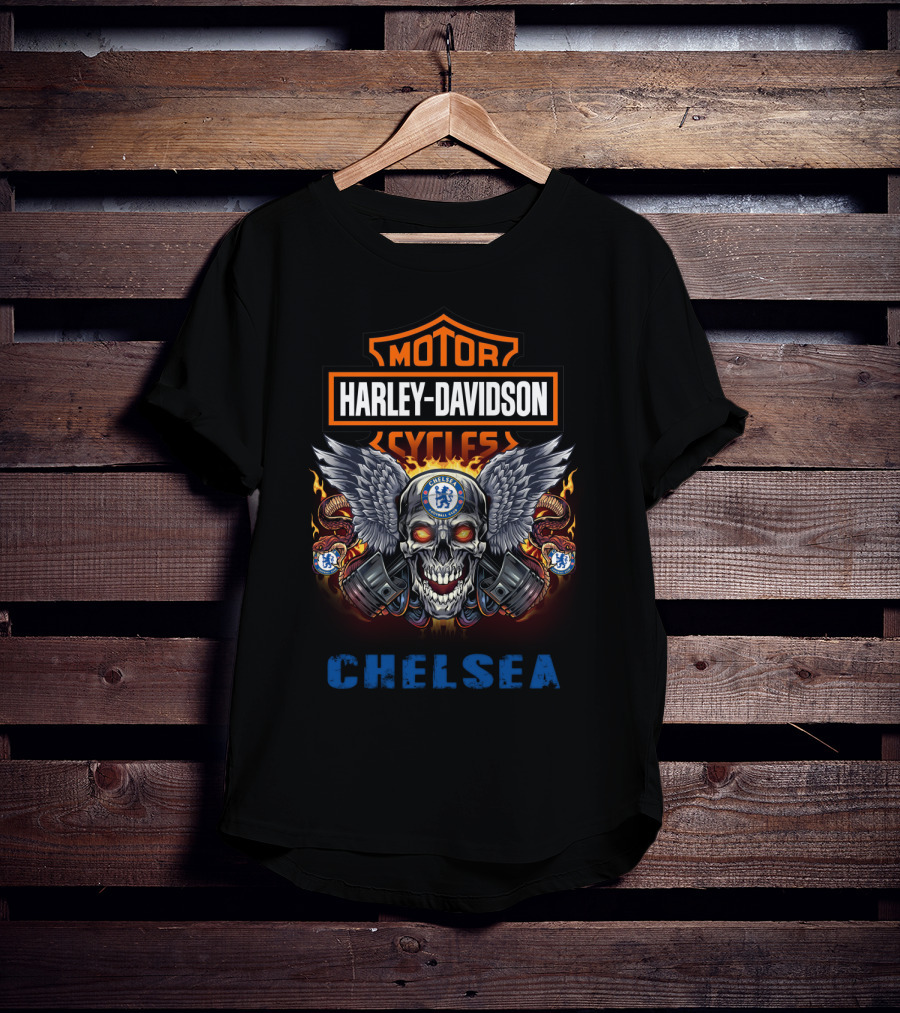 Harley Davidson Motor Cycles Chelsea Skull Wings T-Shirt