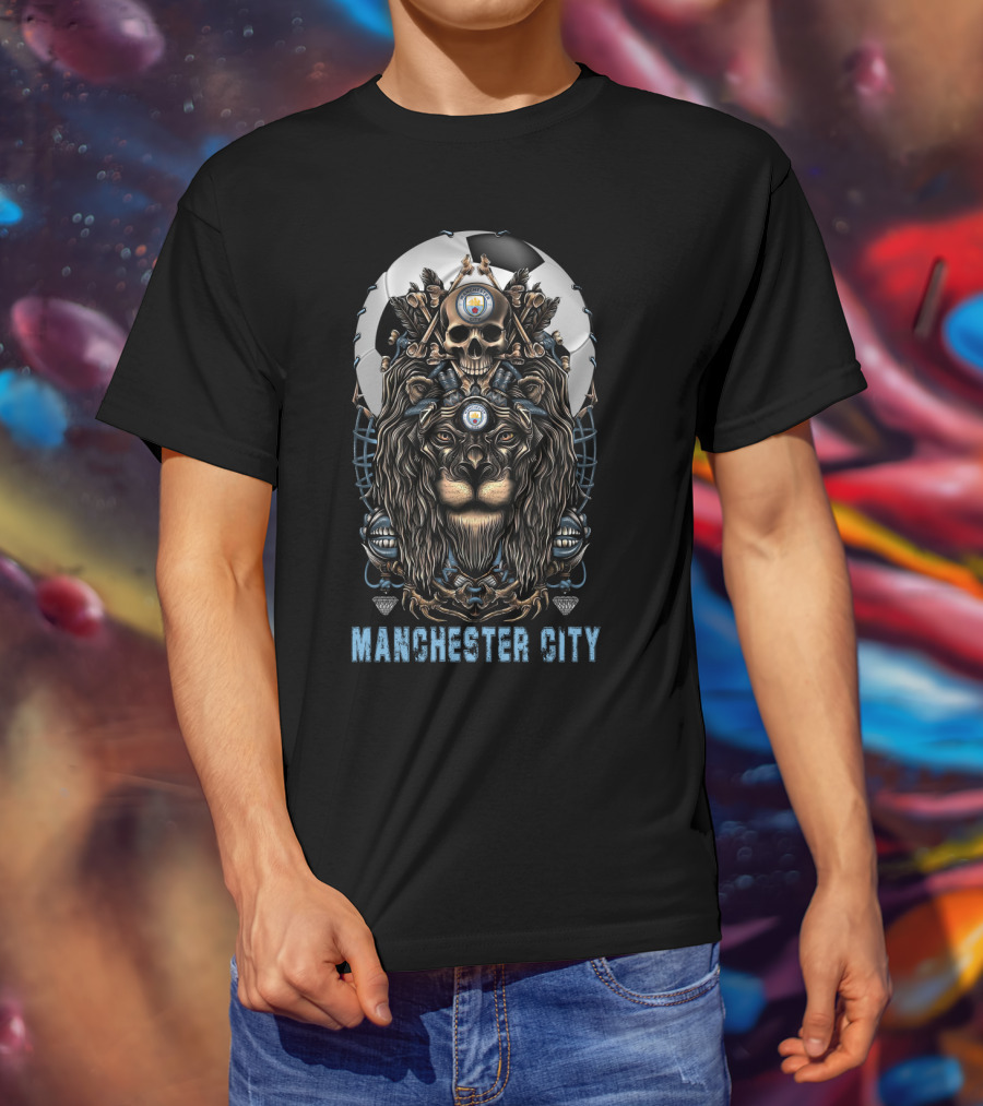 Manchester City 114 Nha Mc Lion Skull Soccer Ball Art T-Shirt