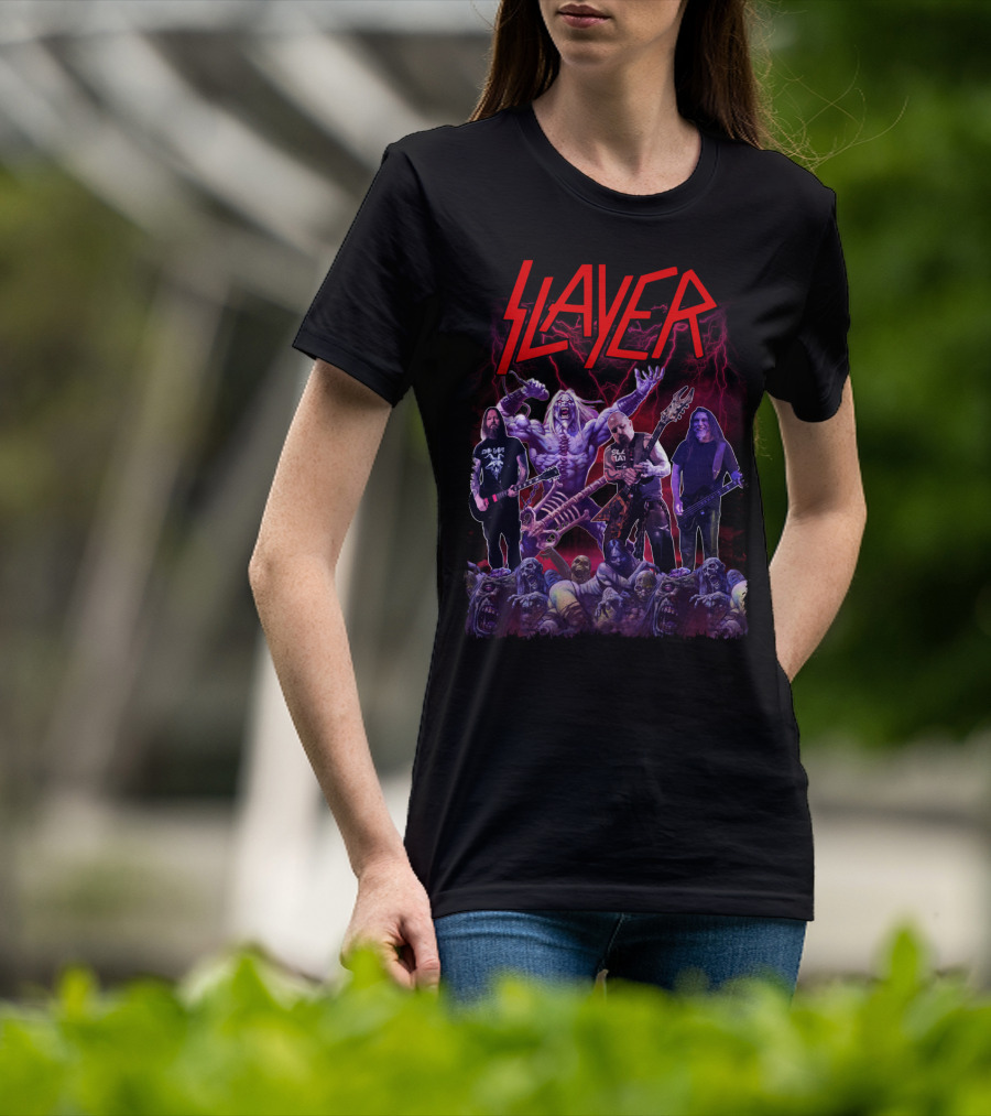 Slayer Band Graphic With Guitarists And Undead Creatures T-Shirt