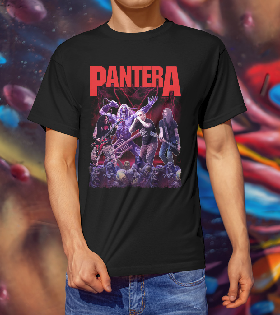 Pantera Live Electric Performance With Zombies And Purple Lightning T-Shirt