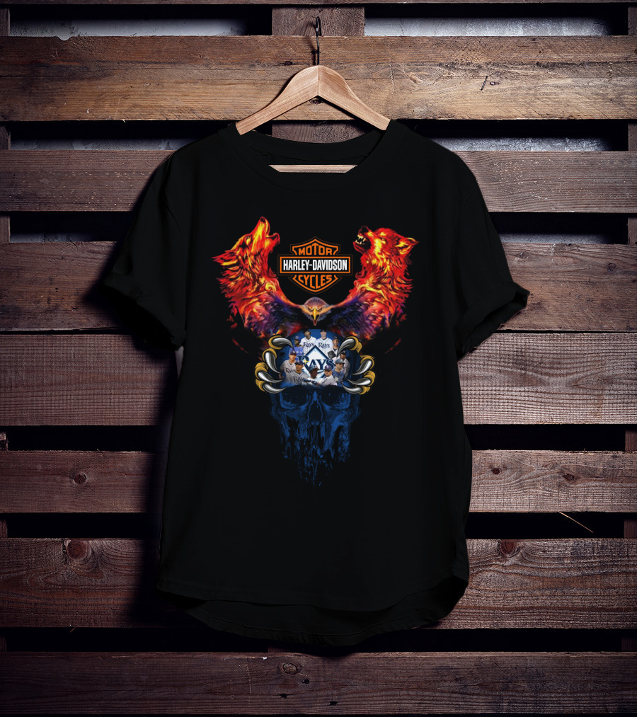 Harley Davidson Tampa Bay Rays Mlb Collaboration Artwork T-Shirt
