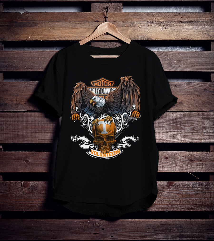 Ncaa Tennessee Volunteers Harley Davidson Motor Volunteers Eagle Skull T-Shirt