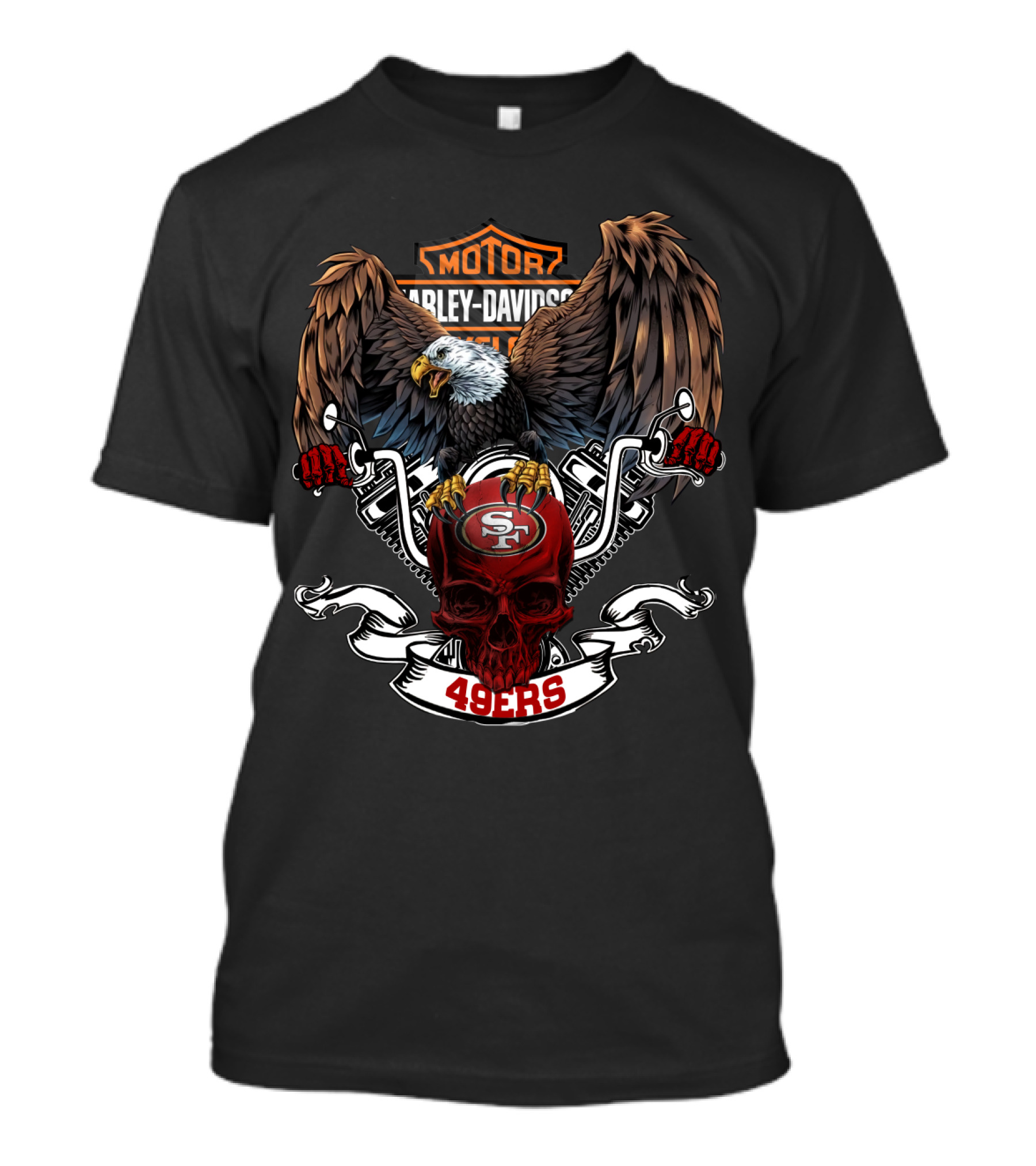 Harley Davidson Motorcycles 49ers Skull Eagle Nfl San Francisco 49ers T-Shirt