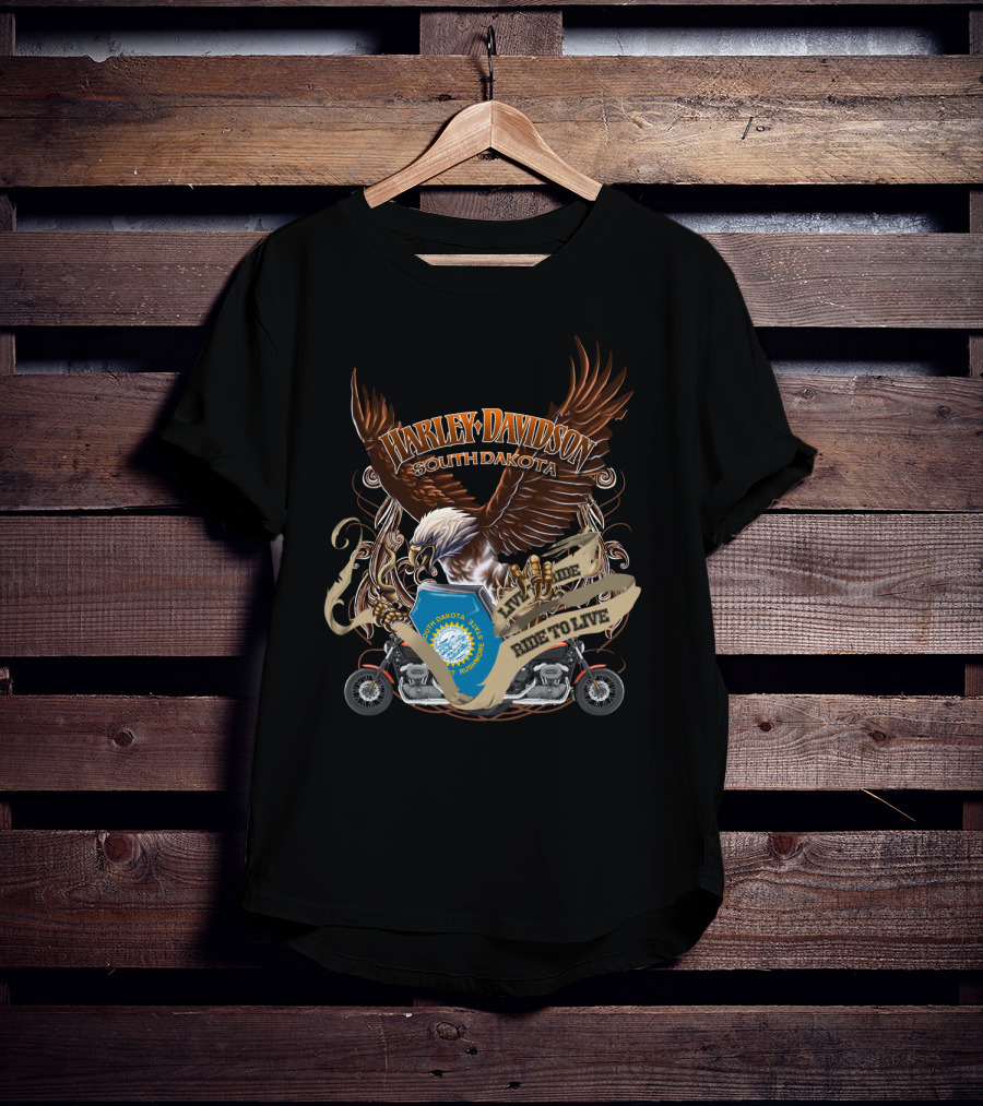 Harley Davidson South Dakota Live To Ride Ride To Live Eagle T-Shirt