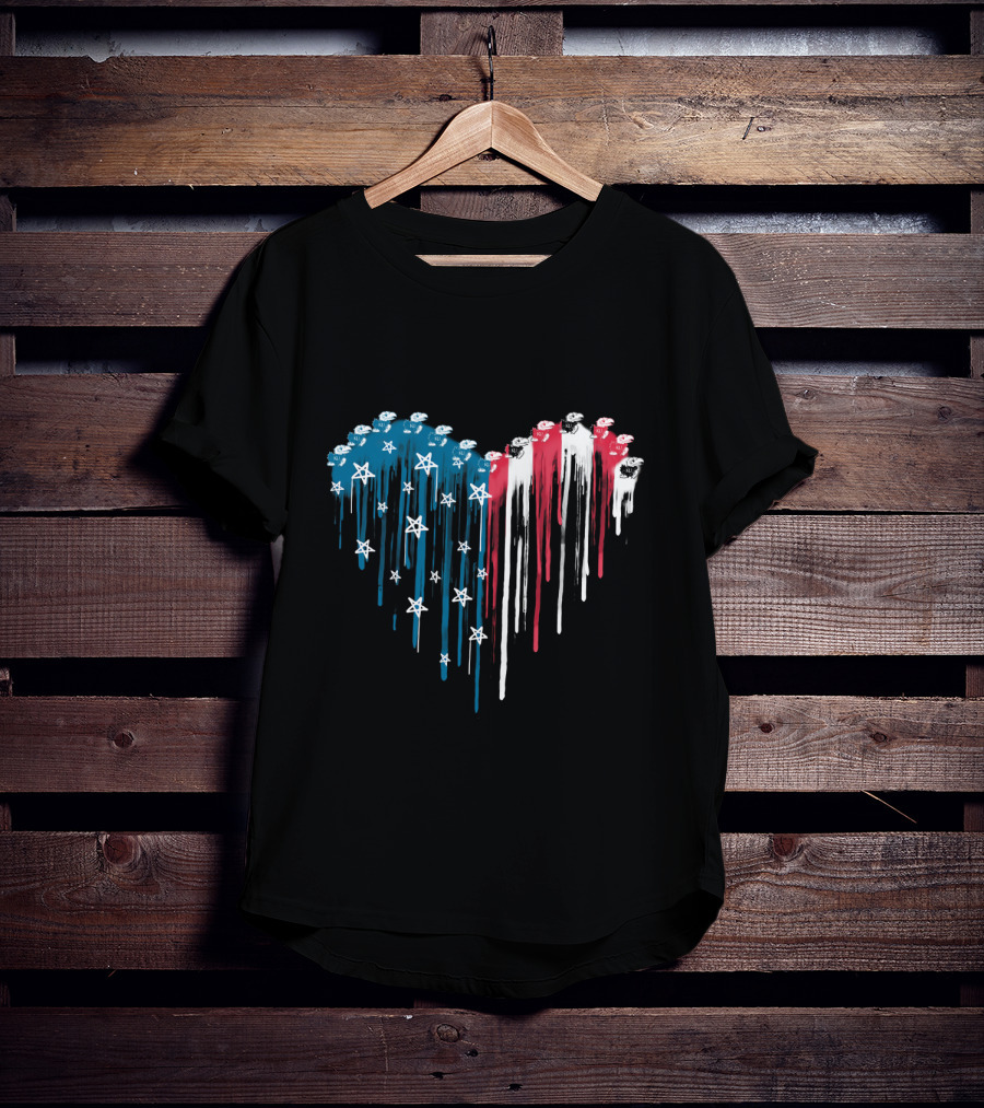 Kansas Jayhawks Heart Drip Stars And Stripes T-Shirt