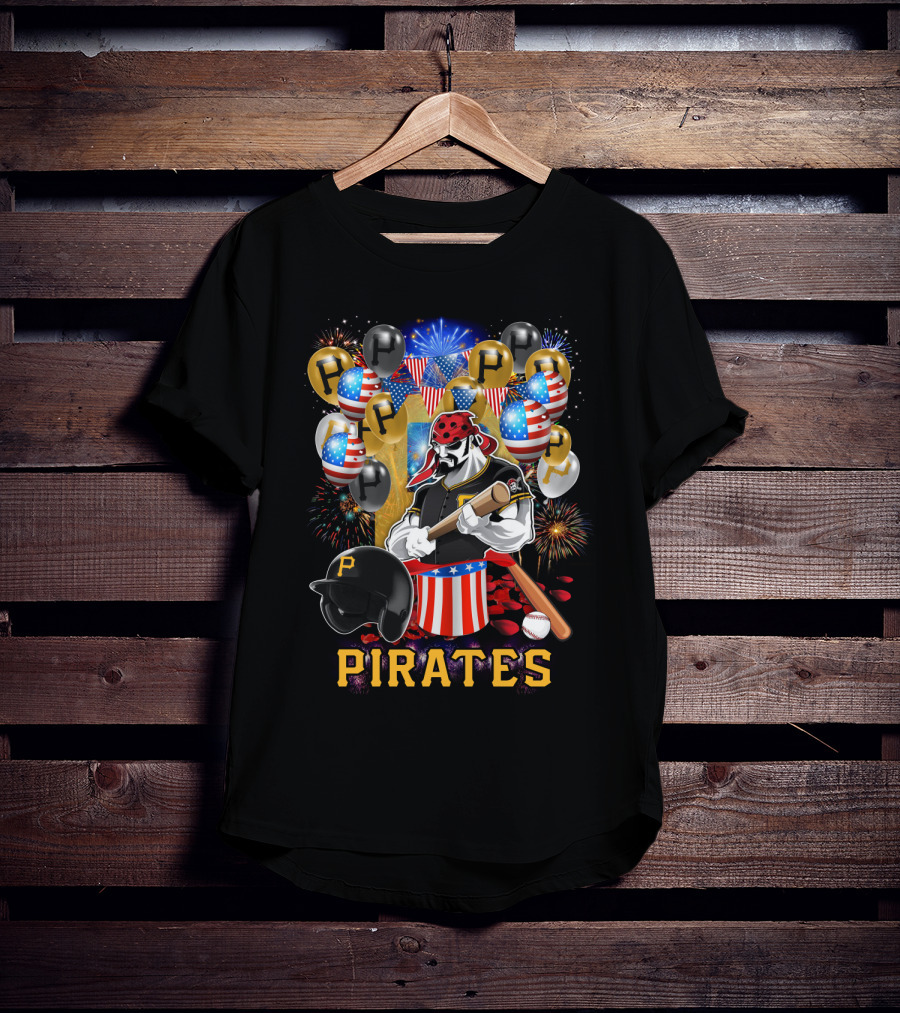 Mlb Pittsburgh Pirates Patriotic Fireworks Baseball Celebration T-Shirt
