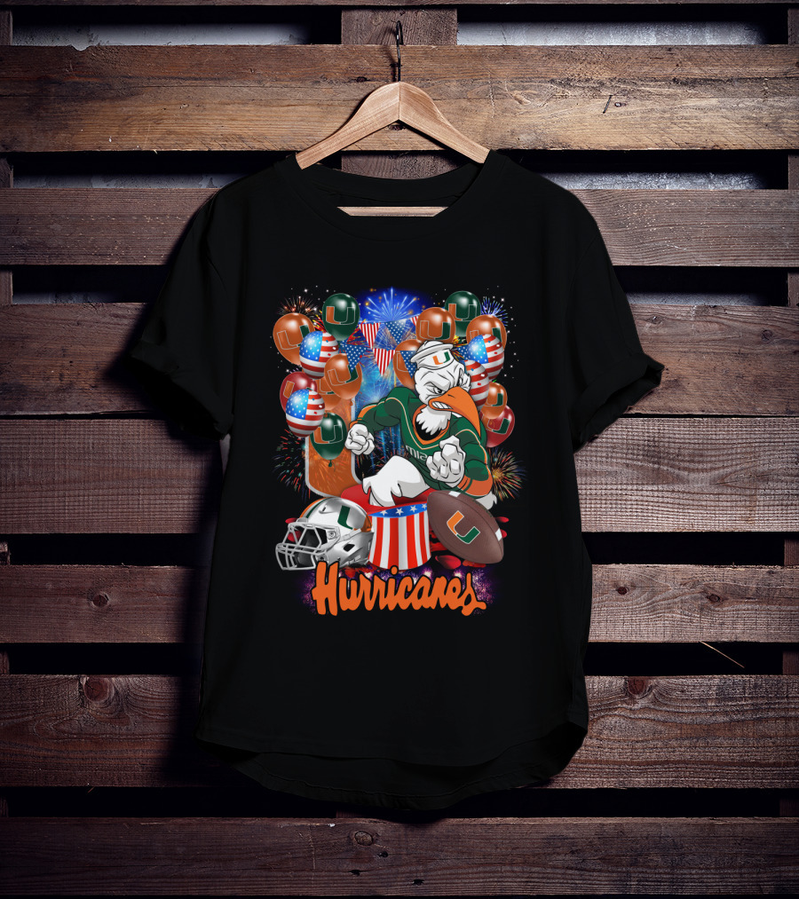 Miami Hurricanes Football Fireworks And Patriotic Celebration T-Shirt