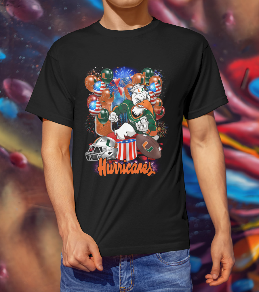 Miami Hurricanes Football Fireworks And Patriotic Celebration T-Shirt