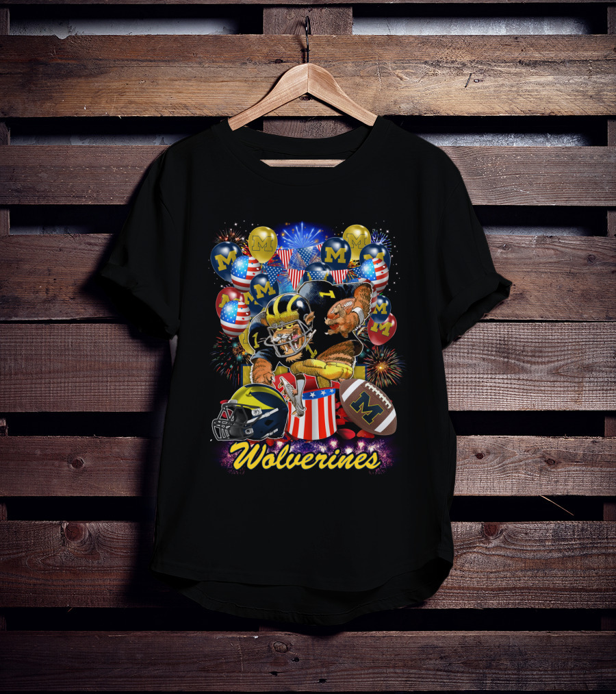 Ncaa Michigan Wolverines Fireworks And Balloons Celebration T-Shirt