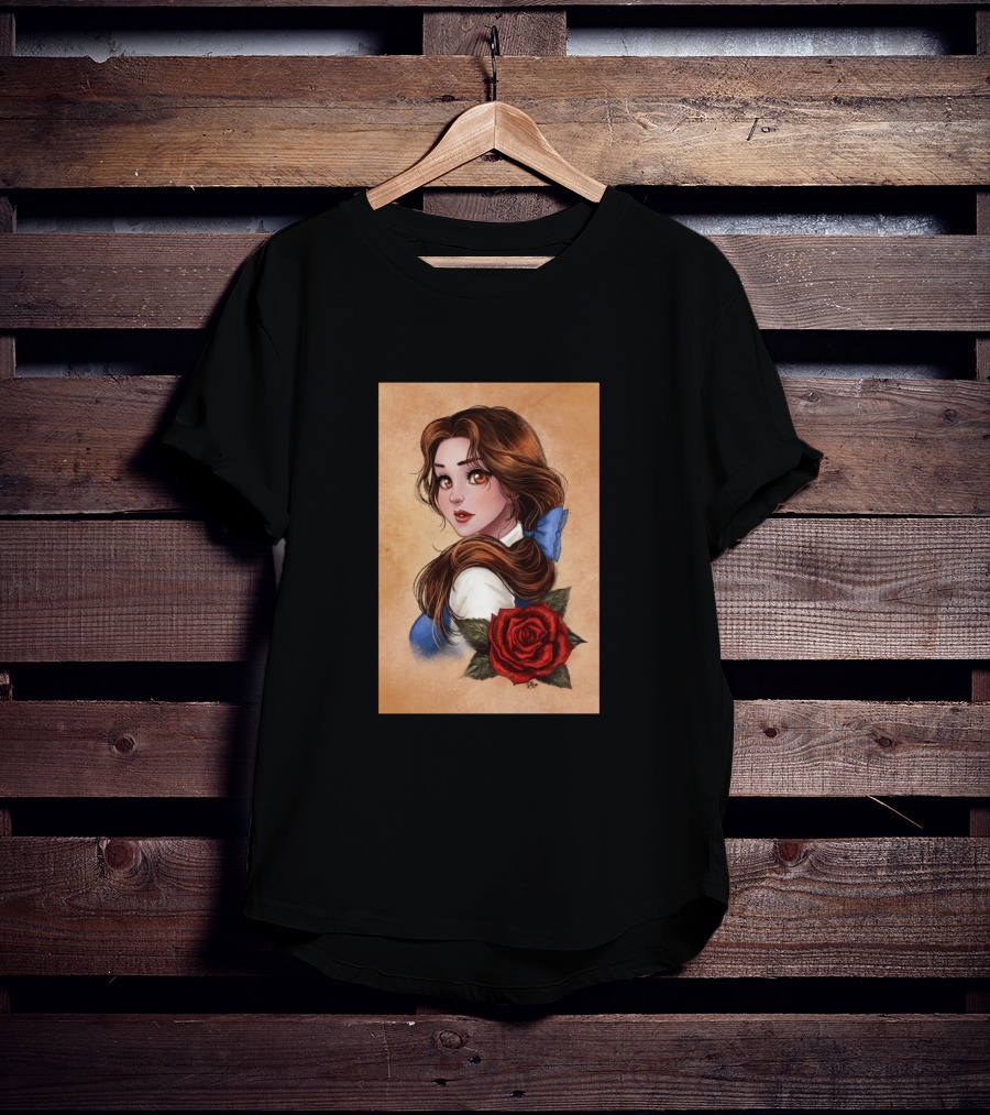 Great Picture Girl Rose With Blue Bow Brown Hair T-Shirt