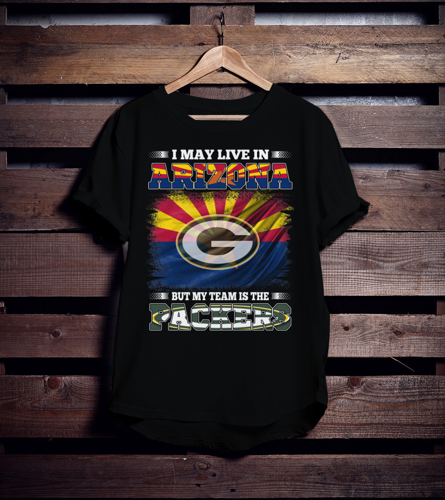 Arizona Living Packers Loyalty With Iconic Green Bay Logo And Flag Background T-Shirt
