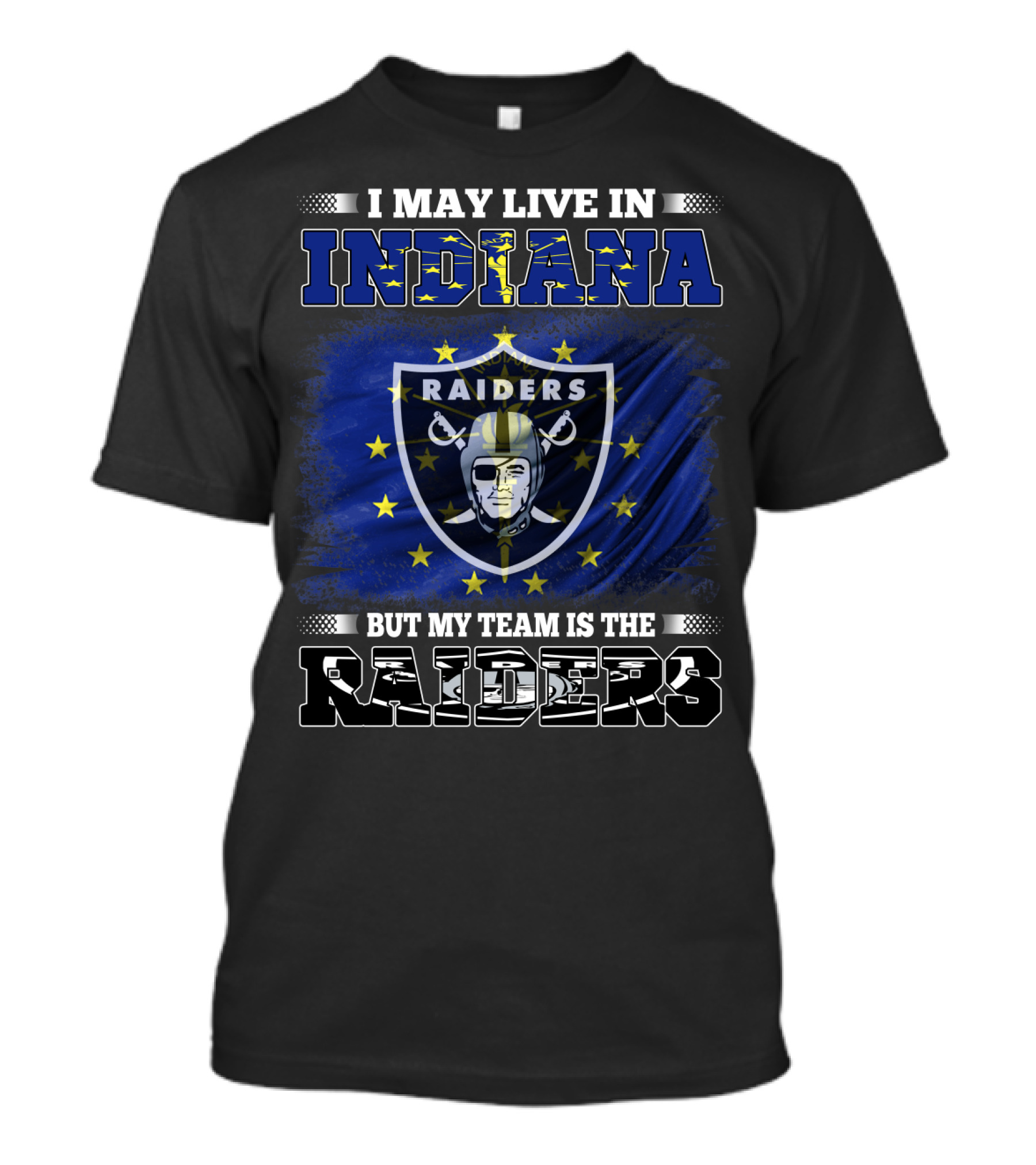 Indiana Raiders Fan Loyalty Message With Logo Display T-Shirt