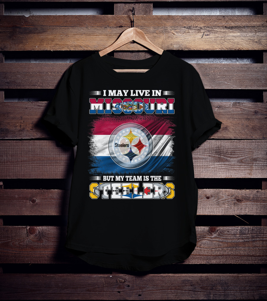 Steelers Fan Living In Missouri With Team Pride Background T-Shirt