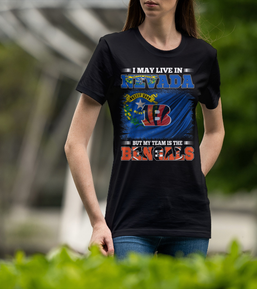 Nevada Pride With Bengals Team Allegiance And Flag T-Shirt