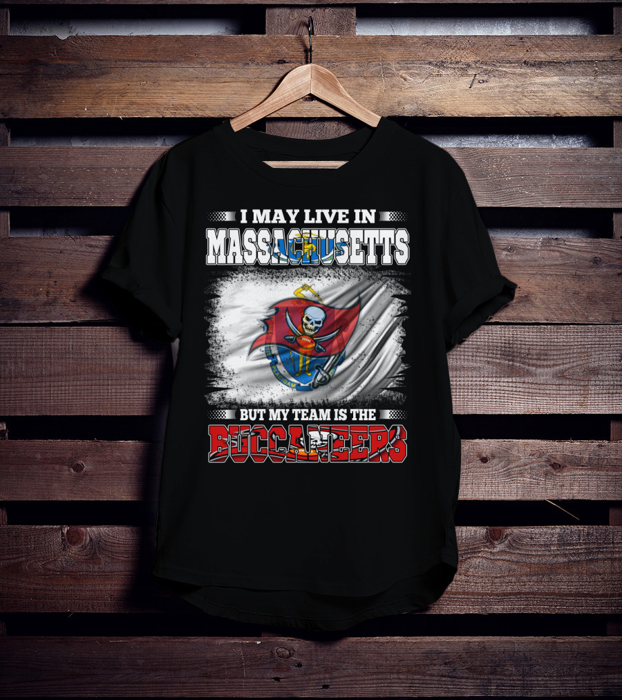 Massachusetts Resident Supporting Buccaneers With Flag And Skull T-Shirt