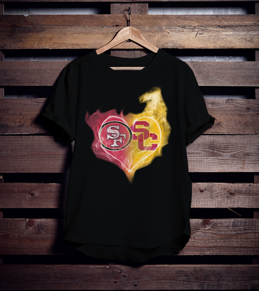 49ers SF USC Trojans Heart Emblem T-Shirt