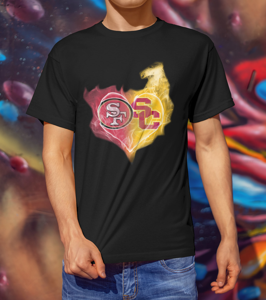 49ers SF USC Trojans Heart Emblem T-Shirt