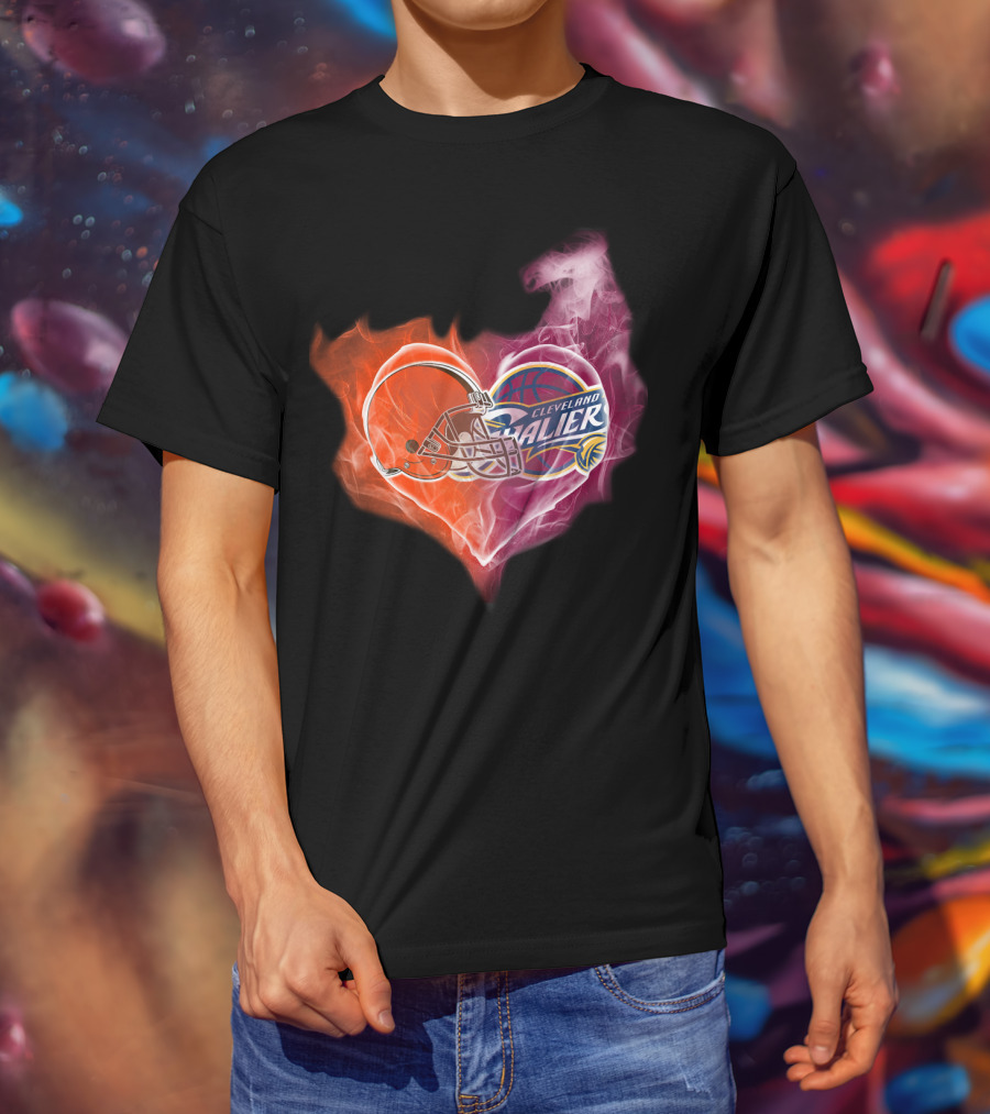 Cleveland Browns Cavaliers Heart Flame T-Shirt