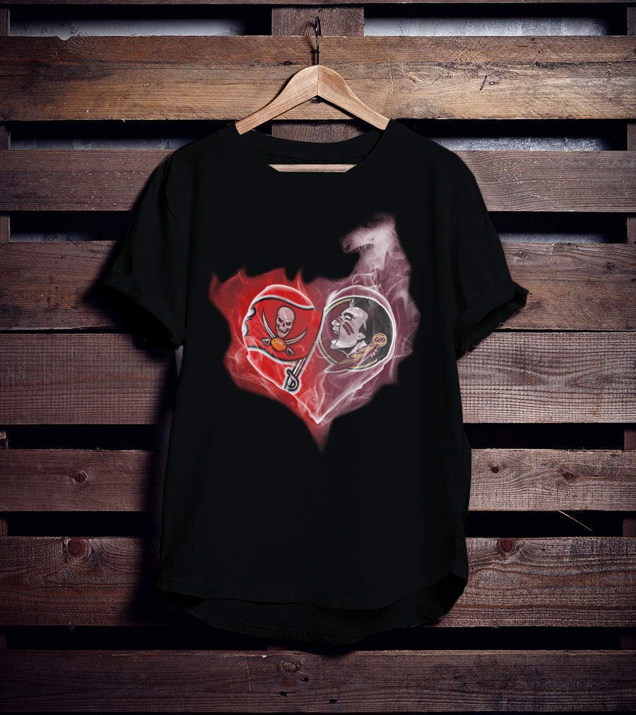 Buccaneers Florida State Seminoles Heart Smoky T-Shirt