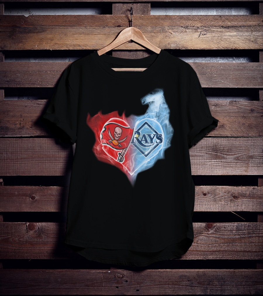 Tampa Bay Buccaneers Buccaneers Tampa Bay Rays Heart T-Shirt