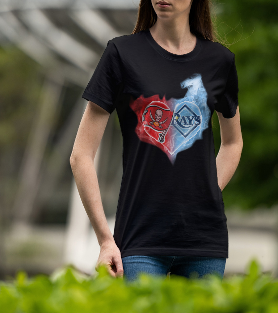 Tampa Bay Buccaneers Buccaneers Tampa Bay Rays Heart T-Shirt